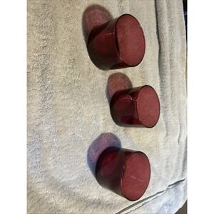 Vintage Ruby Red Glass Roly Poly Tumblers Set of 3 3.5" Drinking Glasses